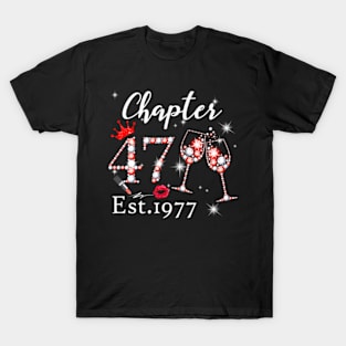 Womens Chapter 47 Est 1977 47 Years Old 47Th Birthday Queen T-Shirt